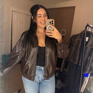 Zara Dark Brown Bomber Jacket